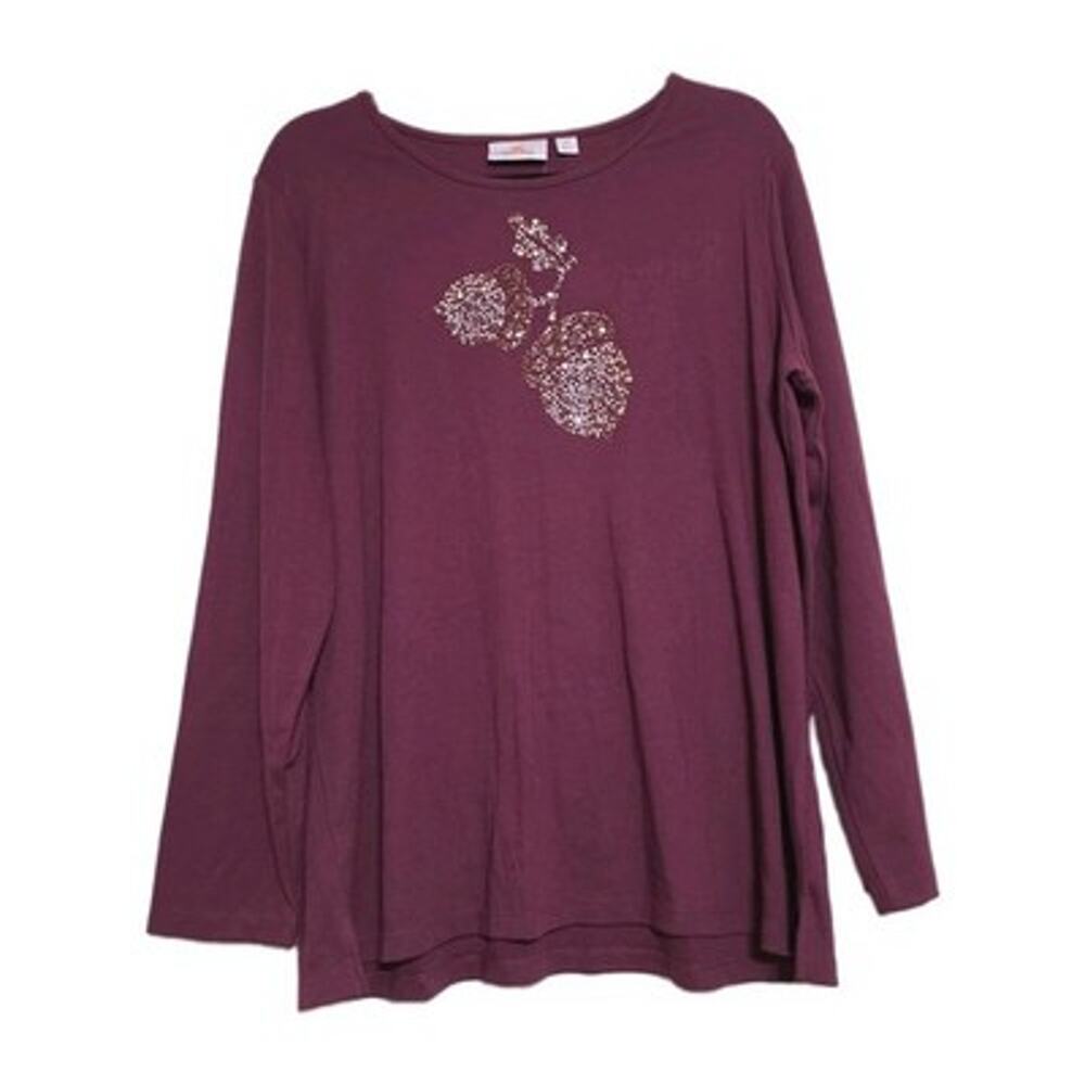 Vintage Acorn Leaf Fall Rhinestone Tshirt Womens XL Grandmacore NEW